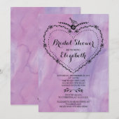 Whimsical Heart Paarse Waterverf Vrijgezellenfeest Kaart (Voorkant / Achterkant)