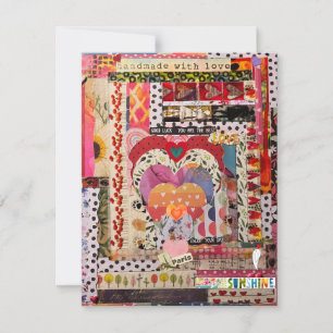 Whimsical Heart Paper Art Wenskaart Kaart
