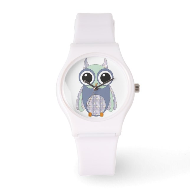 Whimsical Heart Pattern Owl Horloge (Voorkant)