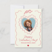 Whimsical Heart Photo Bow Frame Love Valentines Notitiekaartje (Voorkant)