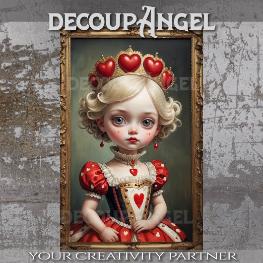 Whimsical Heart Princess - Decoupage - Tissuepapier