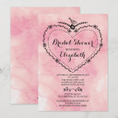 Whimsical Heart Roze Waterverf Vrijgezellenfeest Kaart (Voorkant / Achterkant)