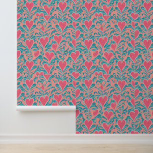 Whimsical Heart Swirl: een romantisch patroon Behang
