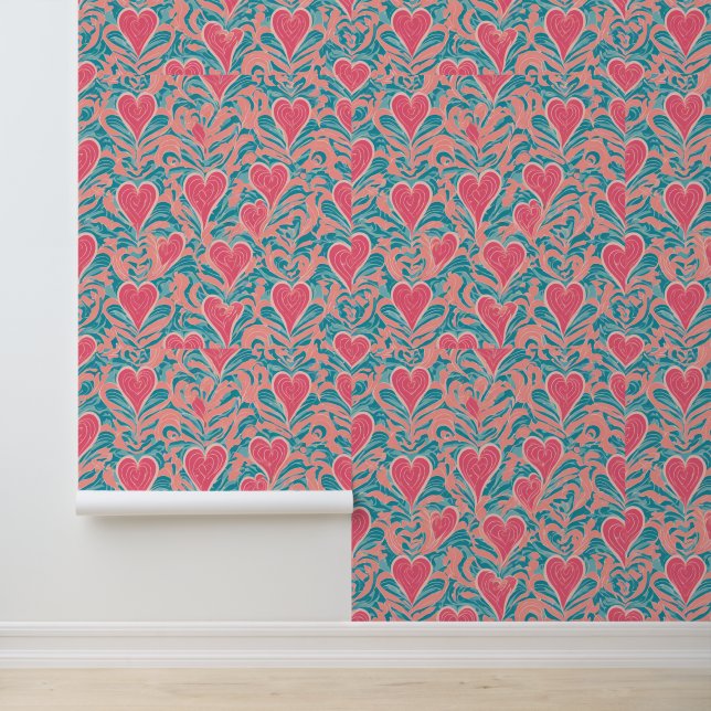 Whimsical Heart Swirl: een romantisch patroon Behang (Applicatie)