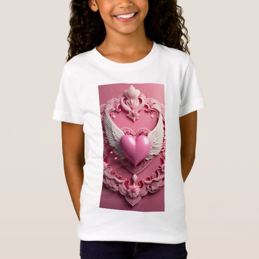 Whimsical Heart: Waterverf Roze T-shirt Design (Voorkant)