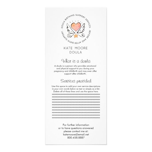 Whimsical Heart & Wings Doula of Midechtgenote op Reclamekaart (Voorkant)