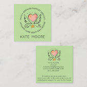 Whimsical Heart Wings Verloskundige of Doula Geboo Vierkante Visitekaartje (Voorkant / Achterkant)
