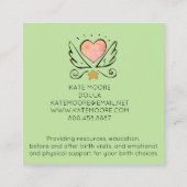 Whimsical Heart Wings Verloskundige of Doula Geboo Vierkante Visitekaartje (Achterkant)