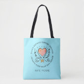 Whimsical Heart & Wings vroedvrouw of Doula Turquo Tote Bag (Voorkant)