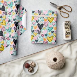 whimsical heart wrapping paper cadeaupapier