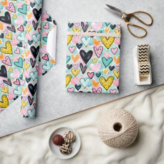 whimsical heart wrapping paper cadeaupapier (Crafts)