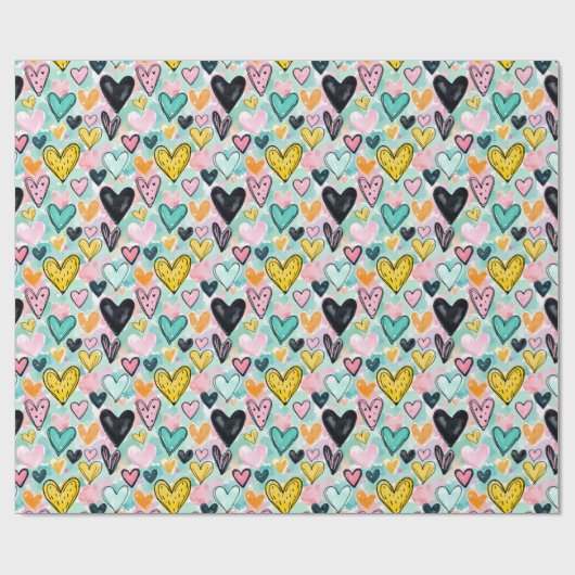 whimsical heart wrapping paper cadeaupapier (Vlak)