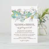 Whimsical Hearts and Flowers Wedding Invitations Kaart (Staand voorkant)