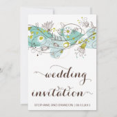 Whimsical Hearts and Flowers Wedding Invitations Kaart (Achterkant)