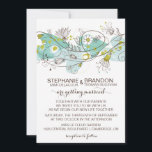Whimsical Hearts and Flowers Wedding Invitations Kaart<br><div class="desc">Blue and Dark Chartreuse Whimsical Hearts and Flowers Wedding Invitation Whimsical Illustration of hearts,  bloemen,  vogels en andere bloemdetails. Deze uitnodiging is perfect winterbruiloften of lentweddenschappen. Deze trouwuitnodiging zal ook geweldig zijn voor fantasie en griezelige bruiloften. Er zijn overeenkomstige producten beschikbaar.</div>