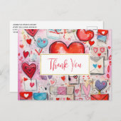 Whimsical Hearts and Love Letters Bedankt Briefkaart (Voorkant / Achterkant)
