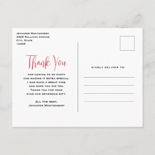 Whimsical Hearts and Love Letters Bedankt Briefkaart (Achterkant)