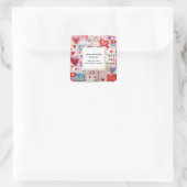Whimsical Hearts and Love Letters Biz Bedankt Vierkante Sticker (Tas)