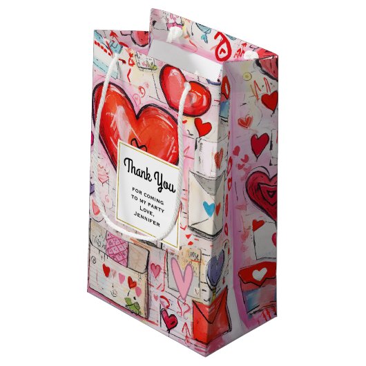 Whimsical Hearts and Love Letters Party Bedankt Klein Cadeauzakje (Achterkant Gekanteld)
