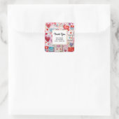 Whimsical Hearts and Love Letters Party Bedankt Vierkante Sticker (Tas)