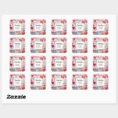 Whimsical Hearts and Love Letters Party Bedankt Vierkante Sticker (Vel)