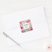 Whimsical Hearts and Love Letters Party Bedankt Vierkante Sticker (Envelop)