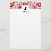 Whimsical Hearts and Love Letters Patroon Monogram Briefpapier (Voorkant)
