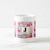 Whimsical Hearts and Love Letters Patroon Monogram Koffiemok (Center)