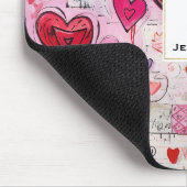 Whimsical Hearts and Love Letters Patroon Monogram Muismat (Hoek)