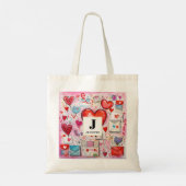 Whimsical Hearts and Love Letters Patroon Monogram Tote Bag (Achterkant)