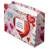 Whimsical Hearts and Love Letters Patroon Verjaard Groot Cadeauzakje (Achterkant Gekanteld)