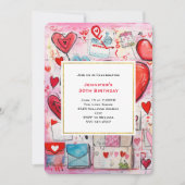 Whimsical Hearts and Love Letters Patroon Verjaard Kaart (Voorkant)