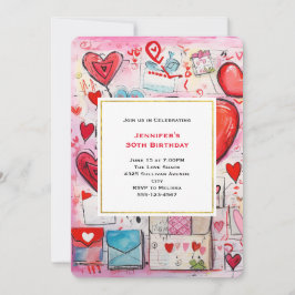 Whimsical Hearts and Love Letters Patroon Verjaard Kaart