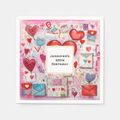 Whimsical Hearts and Love Letters Patroon Verjaard Servet (Voorkant)