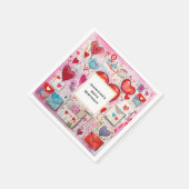 Whimsical Hearts and Love Letters Patroon Verjaard Servet (Hoek)