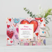 Whimsical Hearts and Love Letters Valentijnsdag Feestdagenkaart (Staand voorkant)