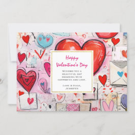 Whimsical Hearts and Love Letters Valentijnsdag Feestdagenkaart