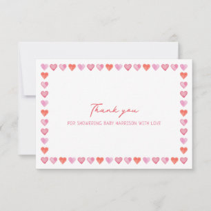Whimsical Hearts Baby Shower  Bedankkaart