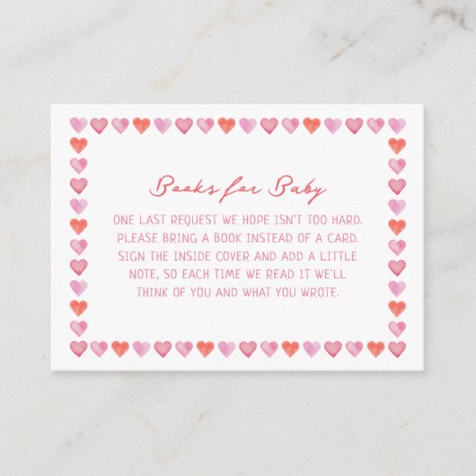 Whimsical Hearts Baby Shower Books for Baby Informatiekaartje (Voorkant)