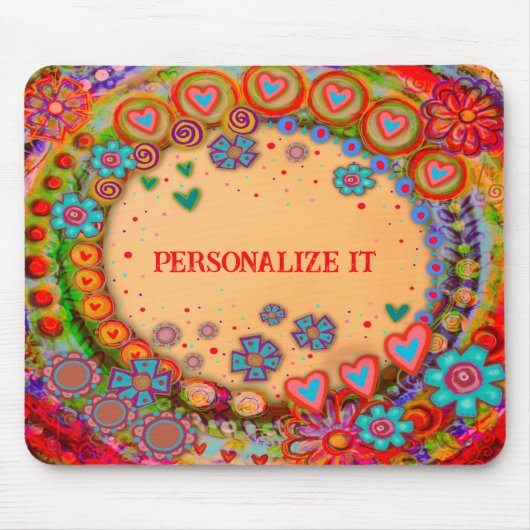 Whimsical Hearts en Flower Custom Inspirivity Muismat (Voorkant)