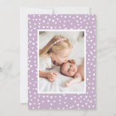 Whimsical Hearts Lavendel Foto Geboorte Aankondiging (Achterkant)