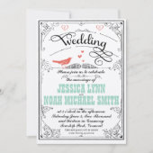  Whimsical Hearts Mint en Coral Invitation Kaart (Voorkant)