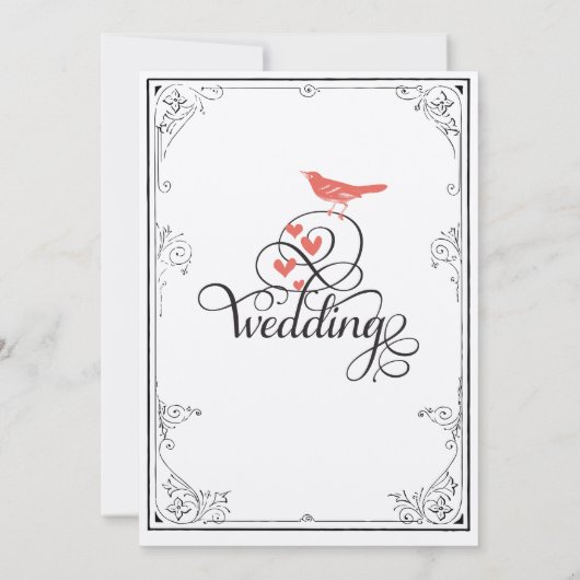  Whimsical Hearts Mint en Coral Invitation Kaart (Achterkant)