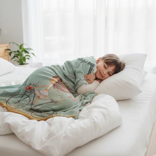 Whimsical Hearts & Petals: Sweet Birthday Bicycle  Fleece Deken