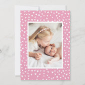 Whimsical Hearts Pink Photo Birth Aankondiging (Achterkant)