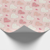 Whimsical Hearts Pink Valentijn Pattern Cadeaupapier (Hoek)