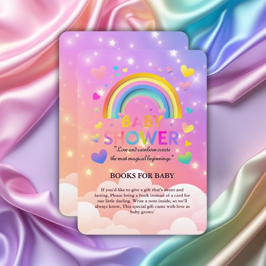 Whimsical Hearts & Rainbows Baby shower Informatiekaartje