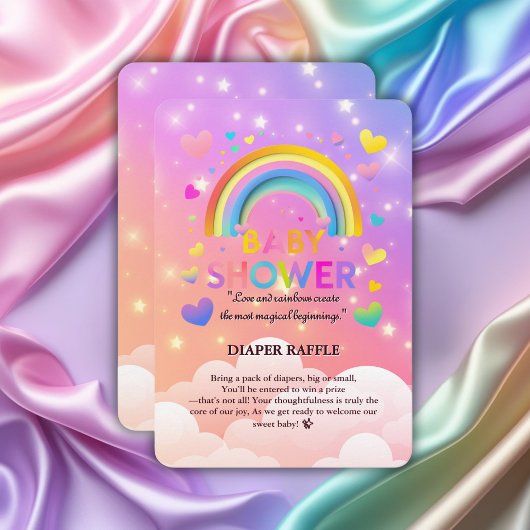 Whimsical Hearts & Rainbows Baby shower Informatiekaartje