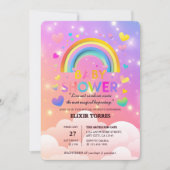 Whimsical Hearts & Rainbows Baby shower Kaart (Voorkant)