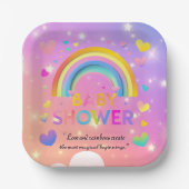 Whimsical Hearts & Rainbows Baby shower Papieren Bordje (Voorkant)